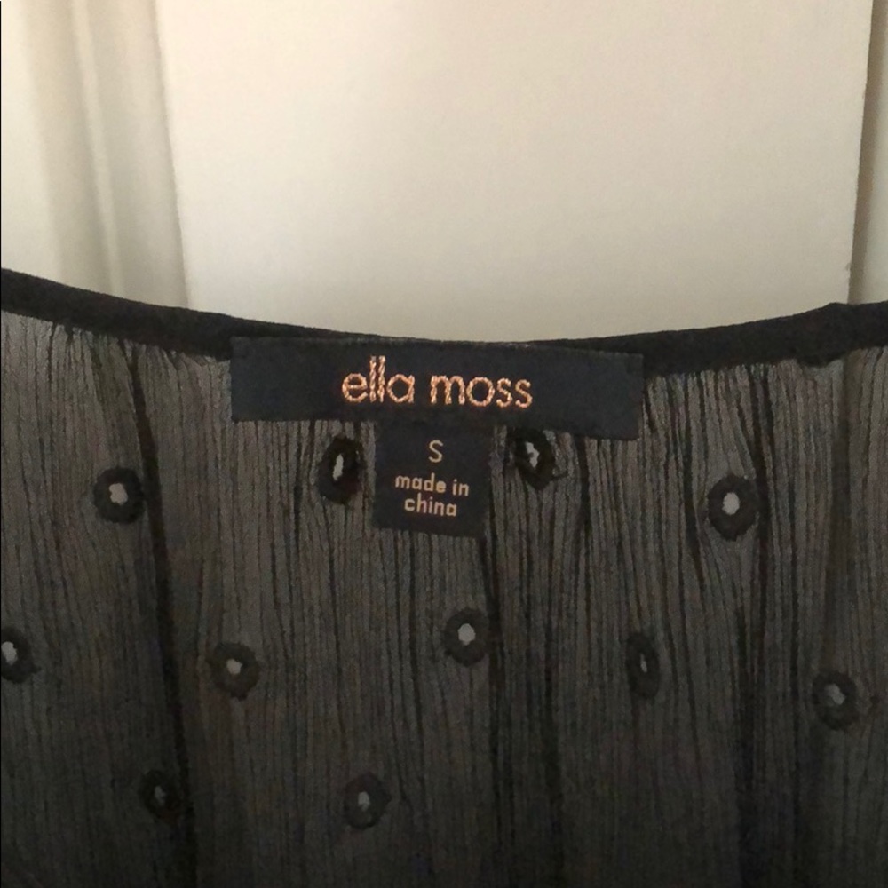 Ella Moss Long sleeve black silk crepe blouse.